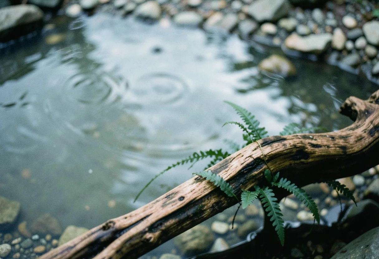 Murky aquarium water with subtle ripple, natural pH lowering methods.